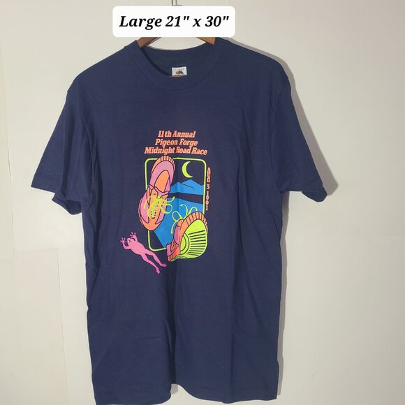 Vtg 90s Pigeon Forge Midnight Road Race/Diet Coke Blue Large Shirt SIngle Stitch - Picture 1 of 5